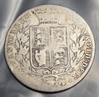 Old 1875 Great Britain Silver Half Crown Coin 925 Fine Young Victoria