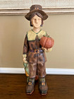 Wood Carved Thanksgiving Pilgrim Set With Turkey Figurines