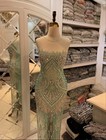 Handcrafted Long Beaded Fabric With Crystals For Dress Making