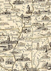 Pictorial Map Of Usa Vintage Historical Wall Art Poster Print Genealogy History