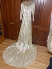 Vtg 1940 s Heavy Liquid Satin Wedding Dress  needs Repairs 