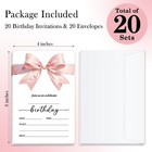 20 Pink Bow Birthday Invites Cards Girls Women Ladies Party Invitations Ty01