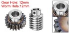 Worm Gear Set 1 5 Module 20 1 Reduction Rate Gear 12mm Id 33mm Od Rod 12mm Bore