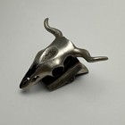 Vintage Sliver Bull Skull Bolo Tie Western Steer Cowboy Cowgirl