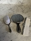 Vintage Silver Plated Vanity Beauty Set Art Nouveau Floral Mirror Brush And Comb