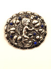 1915 Antique German Theodor Fahrner Putto Angel Brooch 800 Silver Lapis Lazuli