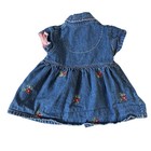 Vintage Oshkosh Bgosh Baby Girl Denim Dress Floral Embroidered Blue Jean 3-6m