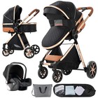 Super V9 3 In 1 Convertible Baby Stroller Bassinet Mode Hand-held Baskets Black