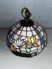 Vintage Tiffany Hanging Floor Ceiling Lamp Shade Floral Glass Nj Diner Gorgeous
