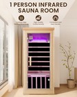 1 Person Far Infrared Sauna For Home Spa  Low Emf Wooden Dry Sauna Room W Lamp