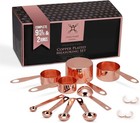 Copper Measuring Cups And Spoons Stainless Steel 9 Pieces With 2 Rings