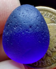 Jq Flat-backed Cobalt Blue Teardrop-real Davenport Beach Sea Glass Multi