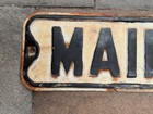 Vintage Retired 50   s Heavy Embossed Metal Black White Street Sign Main St  20x6 
