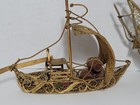 Lot Of 2 Vintage Portugal Portugese Gold Metal Filigree Ships Boats