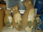 1969 Sexton Owl Trio Usa Metal Wall Plaques  Brown   Green