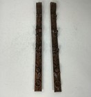 Pair   Antique French Carved Oak Reclaimed Architectural Trim Pediment Salvaged 