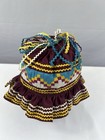 Vintage Seminole Handmade Native American Baby Hat     Maroon Patchwork Bonnet