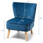 Set Of 2 Armless Accent Chair Modern Velvet Leisure Chair Sofa W feet Pads Blue