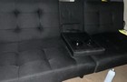 Black Tufted Convertible Fabric Futon Sofa Bed  Solid  Up To 3  Living Room
