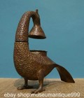 8  Old Chinese Dynasty Bronze Ware Phoenix Bird Lamp Set Statue Sculpture