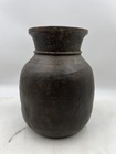 Vintage Indian Black Clay Pot Vessel Handmade Rustic Jar 9  Tall Farmhouse Decor