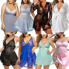 Plus Size Women Sexy Lingerie Lace Dress Underwear Babydoll Nightwear G-string