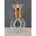 Vintage Mid Century Copper Filigree Glass Pitcher Carafe Ornate Brass Handle Lid
