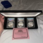 2017 P S W Silver Eagle Complete Mint State Set Anacs Ms70 3-coin Box Coa Fcm