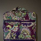 Vera Bradley Hanging Folding Makeup Bag Organizer Zip Pockets Purple Green
