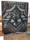 1930   s Vtg  Letterpress Type Printing Block Masonic Seal Metal On Wood Stamp