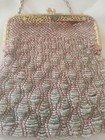 Art Deco Beaded Flapper Purse     Red Gray Metal Frame 1907-20