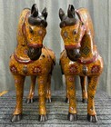 22   Chinese  Copper Cloisonne Enamel Fengshui 12 Zodiac Year Horse Statue Pair