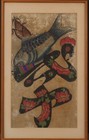 Korean Joseon Dynasty Minhwa Painting   W 66 cm  Pot Plate