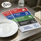 5pcs Wash Rinse Sanitise Sink Labels Stickers Waterproof Washing Hands Only Sign