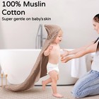 Hooded Baby Towels For Newborn 2 Pack 100  Muslin Organic Cotton Baby Bath To   