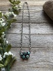 Navajo Sterling Silver Blue Turquoise Cluster Adjustable Chain Necklace K Yazzie