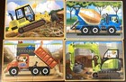 Melissa Doug 4 Individual 12 Piece Wooden Puzzles In Box -construcktion Vehicles