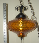 Vintage Amber Hanging Swag Lamp Shade Mid-century Modern Hollywood Regency Retro