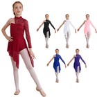 Kids Girls Lyrical Dance Dress Stretchy Figure Skating Leotard Dress Cha-cha