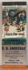 Anderson J I Case Sales   Service Pecatonica Il Illinois Vintage Matchbook Cover
