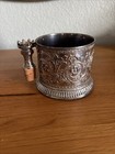 Vintage Silver Plated Floral Wine Coaster With Cork Holder