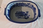 Chinoiserie Large Blue And White Ceramic Foot Bath Jardiniere Town Scene Handles