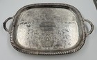 Vintage Leonard Silver Plate Footed Butler Serving Tray 22    Long Handles