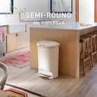 Hybrid Semi Round Kitchen Step Trash Can 13 Gallon Cream Plastic Simplehuman