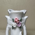 Vintage Small White Handles Swan Pink Rose 4 5    Bud Vase