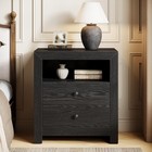 Farmhouse Night Stand Set Of 2  Mid Century Modern 2 Drawers Large Nightstand