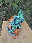 Huichol Beaded Lizard Sculpture Mexican Folk Art Peyote Vision Gecko On Skull 6   