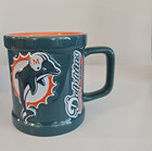 Vintage Miami Dolphins Football Nfl Ceramic Coffee Cup Mug Embossed 3d Sculpted