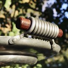 Vintage  B  W  Buenilum Hand Wrought Round Tray Hammered Aluminum Wooden Handles