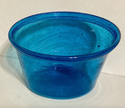 Antique Cobalt Blue Hand Blown Custard Bowl Butter Mold Berry Nut Rare 17-1800s